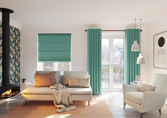 Akoya Faux Silk, Lustre Emerald Green - Twist&Fit Roman Blind - Image 8